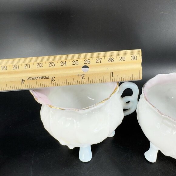 Antique Porcelain Sugar And Creamer Set 2 German Kitchenware Open Sugar Decor - Picture 9 of 16